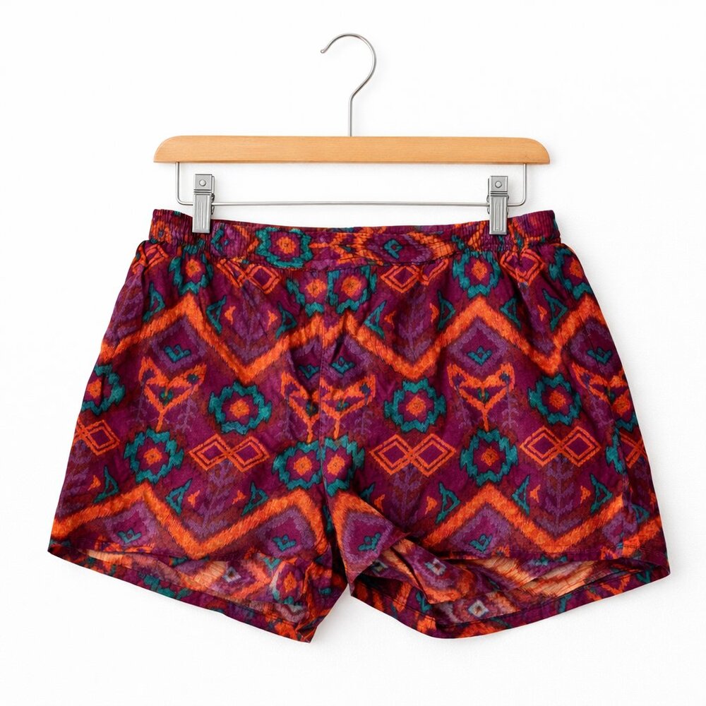 KAVU | Colorful Red & Green Aztec Shorts - Women's Large